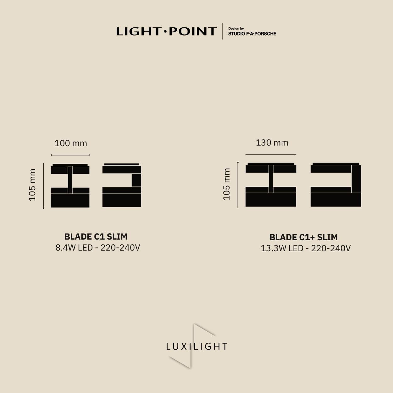 informations produit BLADE C light point x Studio F.A Porsche Luxilight 