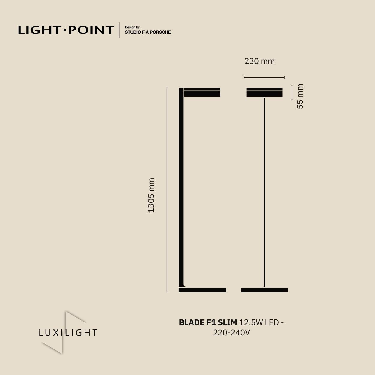 informations produit BLADE F light point x Studio F.A Porsche Luxilight 