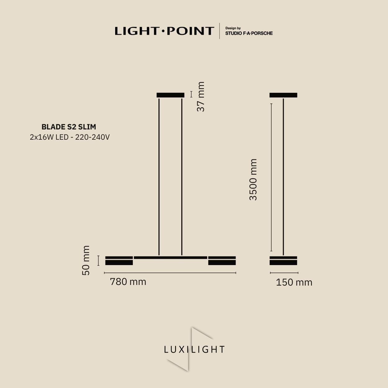 informations produit BLADE S light - luxilight - LightPoint design by Studio Porsche - lampe led design point x Studio F.A Porsche Luxilight 